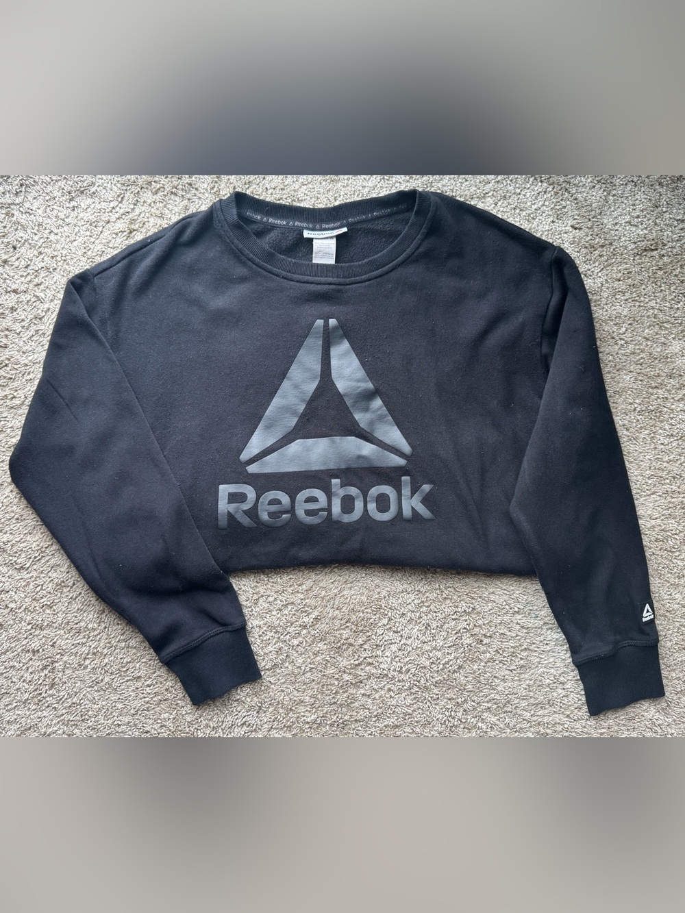 Reebok Black Logo Crewneck Sweatshirt Women’s Large w/Pockets